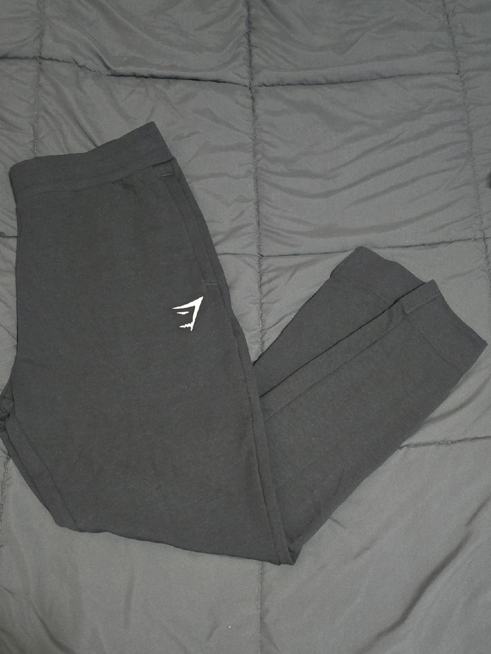 Gymshark Mens Black Slim Fit Joggers White Logo Zip Pockets Medium NWOT